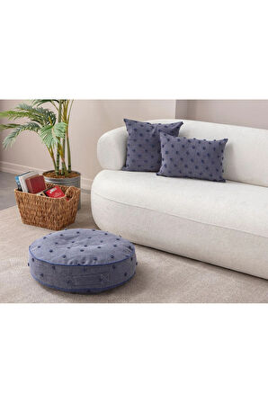 Swita Home Dekoratif Yer Minderi ve İkili Puantiye Keten Kumaşlı Kırlent Kılıfı ,60X60, 43x43,35X50