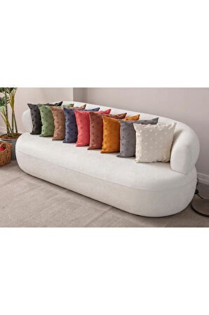 Swita Home Dekoratif Yer Minderi ve İkili Puantiye Keten Kumaşlı Kırlent Kılıfı ,60X60, 43x43,35X50