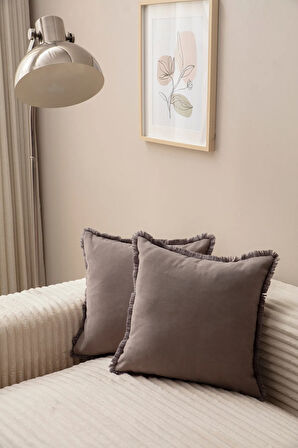 Swita Home Gri Rengi Saçaklı Tek Renk 43X43 Kırlent Kılıfı