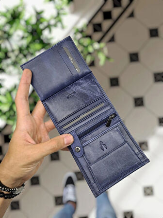 VİSSO 111 HAKİKİ DERİ ÇANTA İSME ÖZEL BOZUK PARA CEPLİ FERMUARLI ÇITÇITLI KADIN ERKEK CÜZDAN Erkek Lacivert kurtuba 