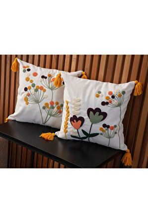 Swita Home Home Design İkili Kombin Punch Işlemeli Kırlent Kılıfı (panç)