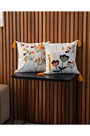 Swita Home Home Design İkili Kombin Punch Işlemeli Kırlent Kılıfı (panç)