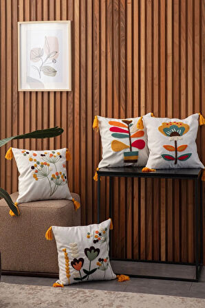 Swita Home Home Design 4'lü Kombin Punch Işlemeli Kırlent Kılıfı (panç)