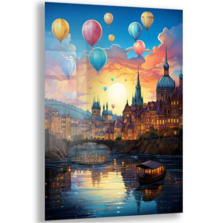 Yolculuk ve Seyahat Cam Tablo - Karışık - Dikey Motif 01-100