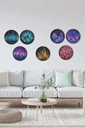 Yaprak Tablo Modeli, 7'li Mdf Set, Ev, Oturma Odası, Yatak Odası, Salon, Ofis Duvar Dekoru