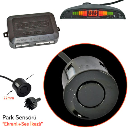 Guard Park Sensörü Led Ekranlı Ses İkazlı 22 mm Siyah 4 lü