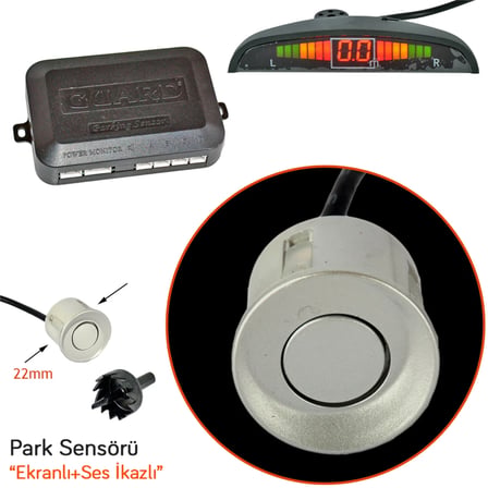 Guard Park Sensörü Led Ekranlı Ses İkazlı 22 mm Gri 4 lü