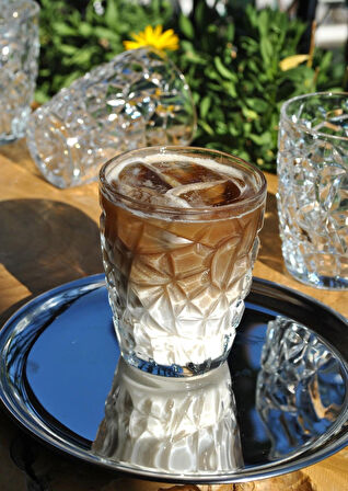 6'lı Kristal Desenli Cam Meşrubat Bardağı Su Kahve Bardak 240 ml-Lavender