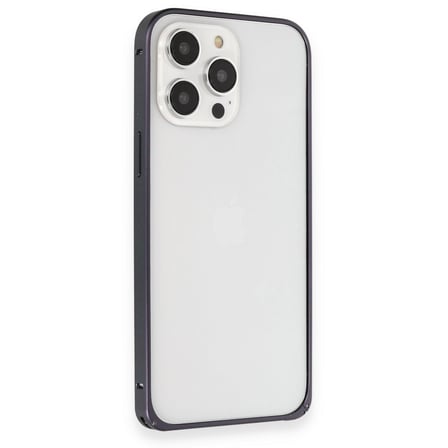 Joko iPhone 15 Pro Max Kılıf Metal Bumper Magneticsafe Kapak - Lacivert