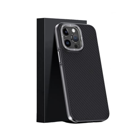 Joko iPhone 15 Pro Max Kılıf Aramid 600D Kevlar Karbon Fiber Magsafe Kapak - Gri