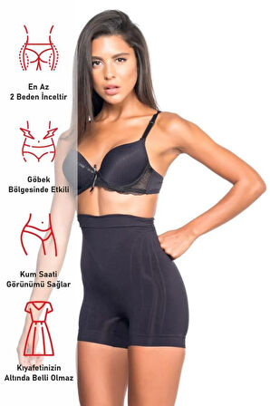 Siyah 7027 Ince Düşük Bel Boxer Korse
