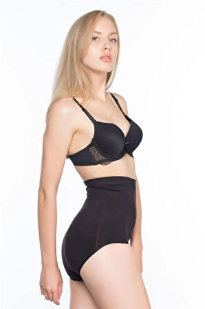 Siyah 7024 Ince Yüksek Bel Slip Korse