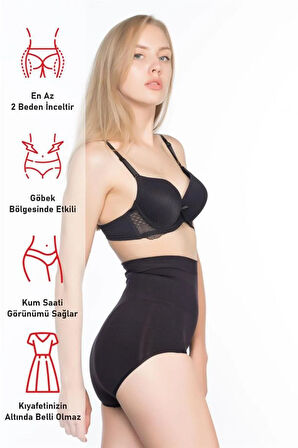 Siyah 7024 Ince Yüksek Bel Slip Korse
