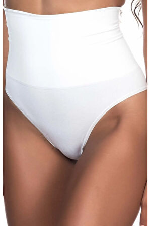 Beyaz Çift Katlı Dikişsiz Iz Yapmaz Slip Brazil Korse 2039