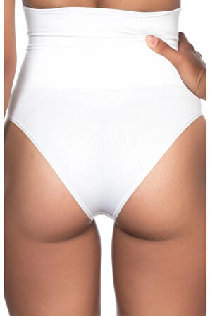 Beyaz Çift Katlı Dikişsiz Iz Yapmaz Slip Brazil Korse 2039