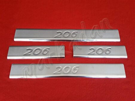 Markadan Peugeot 206 Krom Kapı Eşiği 1998-2012 4 Parça Paslanmaz Çelik