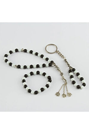 3' lü Doğal Taş Set (Anahtarlık,Bileklik,Tesbih)