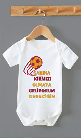 ORGANİK %100 PAMUKLU SARINA KIRMIZI OLMAYA GELİYORUM DEDECİĞİM  Bebek Body
