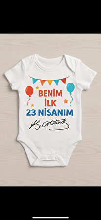 % 100 Organik Bebek Body Benim İlk 23 Nisanım Body