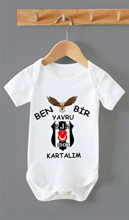 ORGANİK %100 PAMUKLU YAVRU KARTAL BASKILI Bebek Body Çıtçıtlı Badi 000