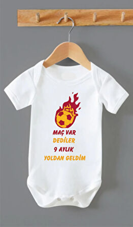 ORGANİK %100 PAMUKLU MAÇ VAR DEDİLER BASKILI Bebek Body Çıtçıtlı Badi003