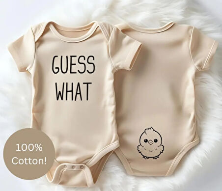 Funny Guess What Baby %100 Pamuk Bebek Body BEYAZ