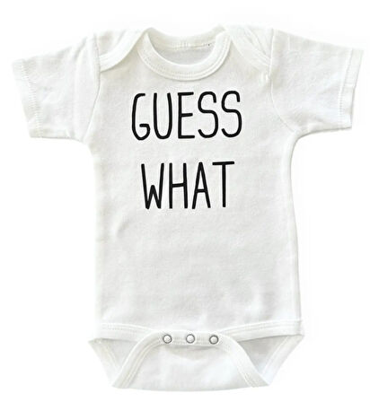 Funny Guess What Baby %100 Pamuk Bebek Body BEYAZ
