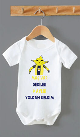 ORGANİK %100 PAMUKLU 9 AYLIK YOLDAN GELDİM FB BASKILI Bebek Body Çıtçıtlı Badi002