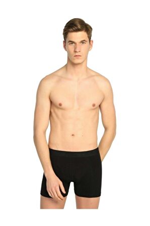 Erkek Siyah Elastan Likralı Boxer 6'lı Paket 114