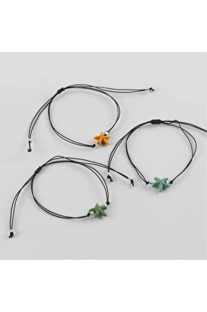 Deniz Yıldızı Figürlü Turkuaz Taşlı Bileklik