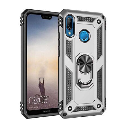 Smcase Huawei P20 Lite Vega Yüzüklü Tank Kapak Kılıf  Nano Ekran Koruyucu