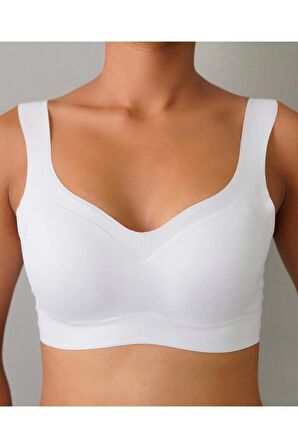 FK Lazer Kesim Pedli Seamless Bralet Sütyen-BEYAZ