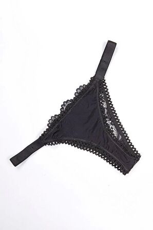 Tılsım Lingerie Serpme Taşlı Dantel Detaylı Balenli Siyah Sütyen Takımı - 105