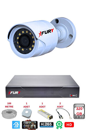 FURY 1 Li Gece Renkli Görüş Güvenlik Kamerası Full Hd-Su Geçirmez Güvenlik Kamerası Seti 320GB