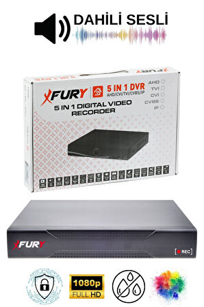 FURY 2 Kamera Sesli Gece Renkli Güvenlik Kamerası Full Hd-su Geçirmez Güvenlik Kamerası Seti 500gb