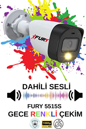 FURY 2 li Sesli Gece Renkli Görüş Güvenlik Kamerası Su Geçirmez Güvenlik Kamerası Seti 320GB