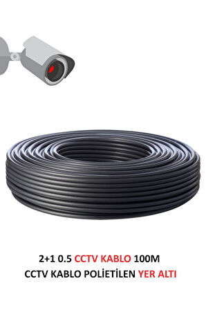 FURY 2+1 0.5mm Polietilen Yer Altı CCTV Kablo Güvenlik Kamera Kablosu 100m