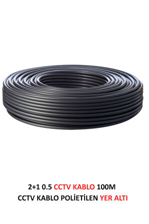 FURY 2+1 0.5mm Polietilen Yer Altı CCTV Kablo Güvenlik Kamera Kablosu 100m