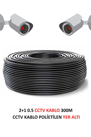 FURY 2+1 0.5mm Polietilen Yer Altı CCTV Kablo Güvenlik Kamera Kablosu 300m