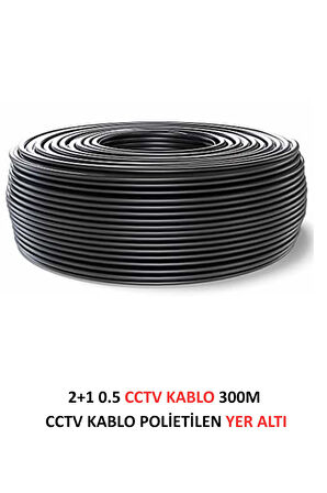 FURY 2+1 0.5mm Polietilen Yer Altı CCTV Kablo Güvenlik Kamera Kablosu 300m