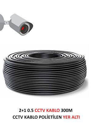 FURY 2+1 0.5mm Polietilen Yer Altı CCTV Kablo Güvenlik Kamera Kablosu 300m