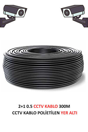 FURY Yer Altı CCTV Kablo 2+1 0.5mm Polietilen Güvenlik Kamera Kablo 300m