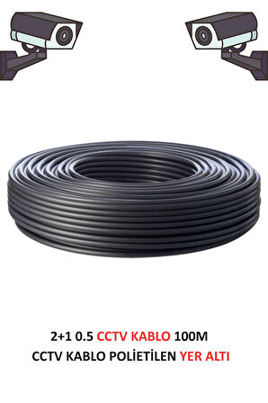 FURY Yer Altı CCTV Kablo 2+1 0.5mm Polietilen Güvenlik Kamera Kablo 300m