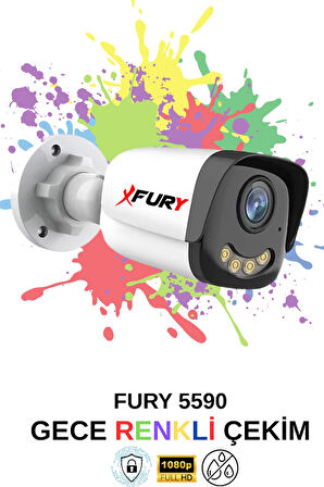FURY 1 Kameralı 4 Warm Led Gece Renkli Görüş-Cepten İzle-Su Geçirmez Güvenlik Kamerası Seti 320GB
