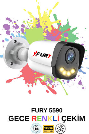 FURY 2 Kameralı 4 Warm Led Gece Renkli Görüş-Cepten İzle-Su Geçirmez Güvenlik Kamerası Seti 320GB