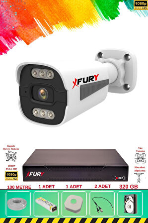 FURY 1 Kameralı 6 Warm Led Gece Renkli Görüş-Cepten İzle-Su Geçirmez Güvenlik Kamerası Seti 320GB