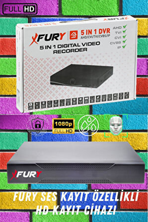 FURY 1 Kameralı 6 Warm Led Gece Renkli Görüş-Cepten İzle-Su Geçirmez Güvenlik Kamerası Seti 320GB