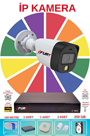 FURY 1 Li Ip Güvenlik Kamera Seti Sesli 4mp Gece Renkli Su Geçirmez 5515s 250GB