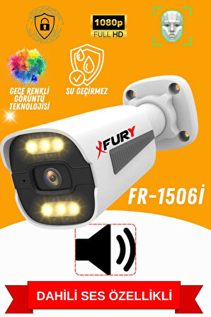 FURY 5 Kameralı Ip Güvenlik Kamerası Seti Sesli 4mp Gece Renkli Su Geçirmez 1506s 250GB