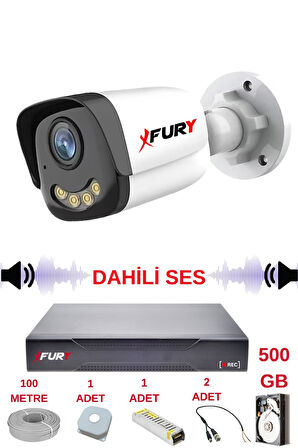 FURY 1 li Sesli Gece Renkli Görüş Güvenlik Kamerası Su Geçirmez Güvenlik Kamerası Seti 5590s 500GB